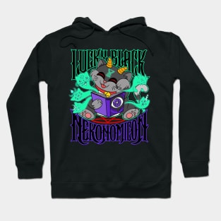 Cute Kawaii Satanic Lucky Black Cat Nekonomicon Necronomicon Hoodie